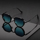 Vintage Style Polygonal Metal Sunglasses With Brown Lenses – Retro
