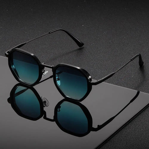 Vintage Style Polygonal Metal Sunglasses With Brown Lenses – Retro