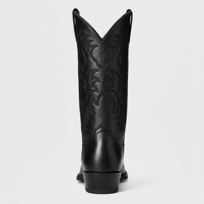 Women’s Western Knee-High Boots – Pointed Toe & Embroidered Detail