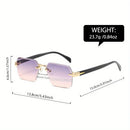 Vintage Rimless Rectangle Sunglasses – Minimalist Retro Frameless Shades