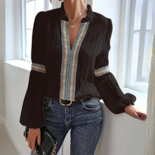 Women's Boho Chiffon Blouse – Long Sleeve Lightweight Casual Top