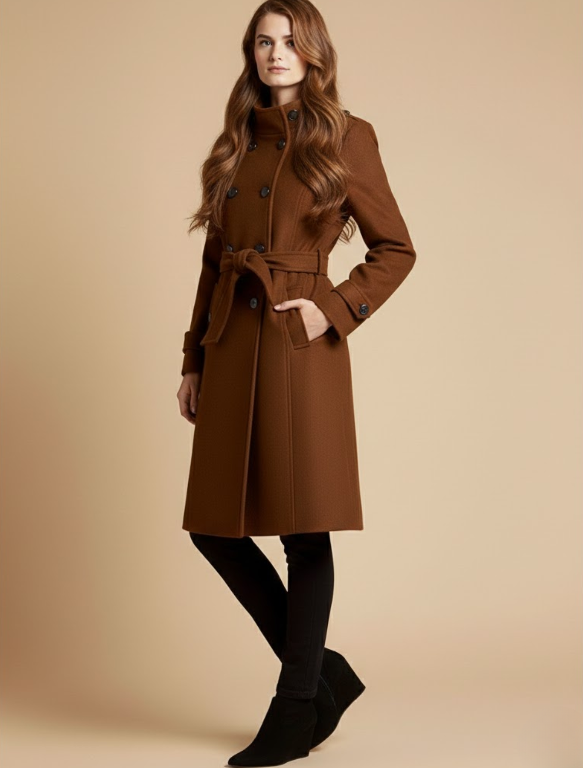 Women’s Mid-Length Long Coat with Classic Collar for Smart Winter Styling