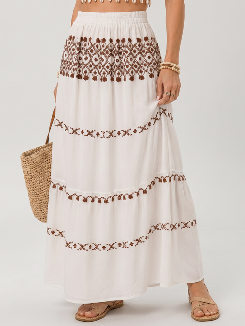Silon | Spaghetti Strap Embroidered Detail Midi Dress