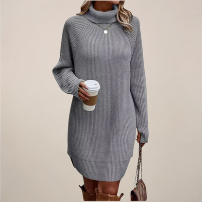 Women’s Turtleneck Sweater Dress – Knit, Long Sleeve, Knee-Skimming