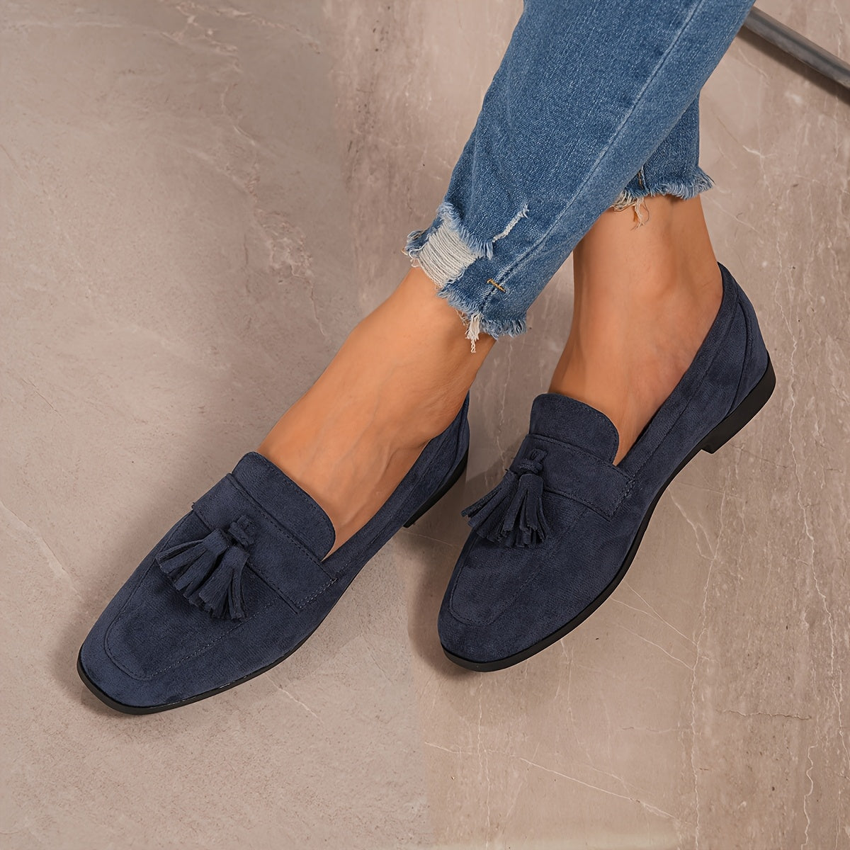 Women’s Vintage Tassel Slip-On Flats – Soft Sole Comfortable Shoes