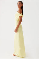 Women's Solid Asymmetric Neckline Formal Maxi Dress – Evening Gown