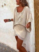 Women's Ethnic Print Dolman Sleeves Loose Top – Boho Blouse