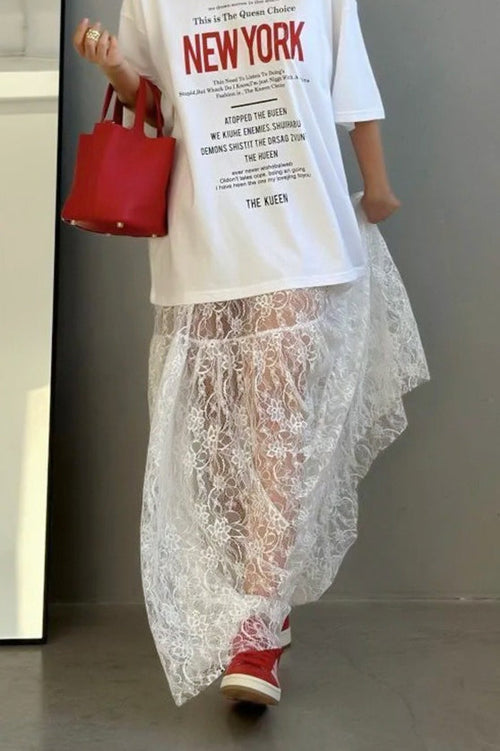 Jacquard Lace High Waist Maxi Skirt