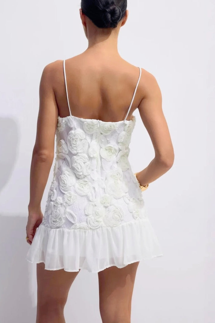 3D Floral Chiffon Slip Birthday Dress