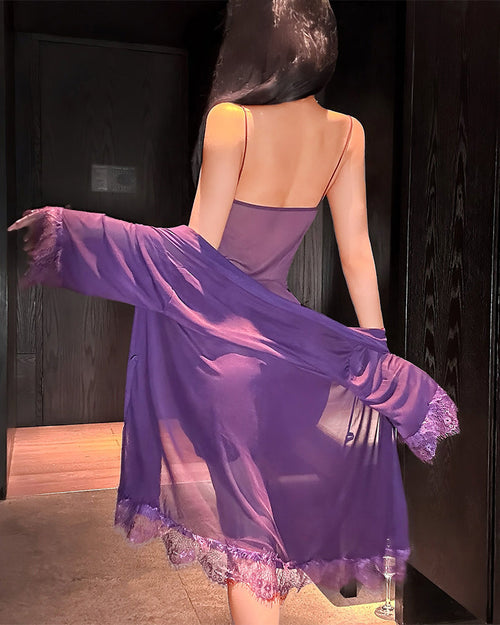 Women's Elegant Lace Nightwear Set – Luxurious Sleepwear Ensemble
