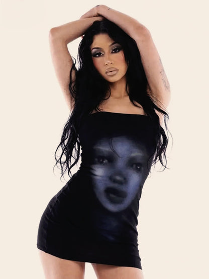 3D Print Backless Strapless Party Dress