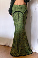 Lace Color Block Low Rise Mermaid Maxi Skirt
