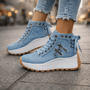 Women’s Chunky Denim Sneakers - Lace Up Street Style Shoes