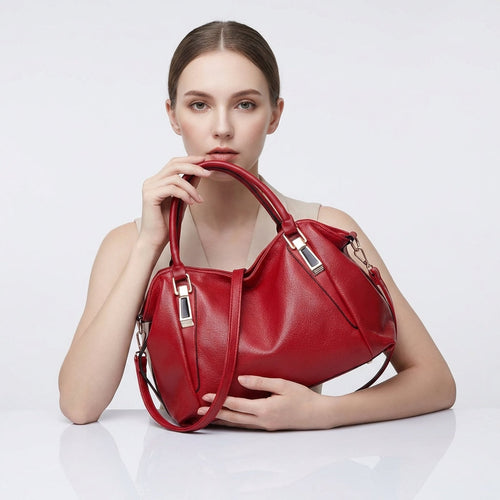 Women's Wide Leather Handbag With Long Strap – Stylish Shoulder Bag