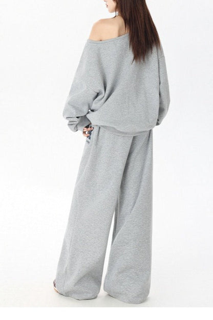 American Vintage Letter Print Off Shoulder Activewear Set