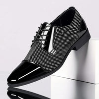Men’s Patent Leather Oxford Shoes With Dotted Pattern – Formal Dress Shoes