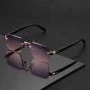 Vintage Rimless Rectangle Sunglasses – Minimalist Retro Frameless Shades