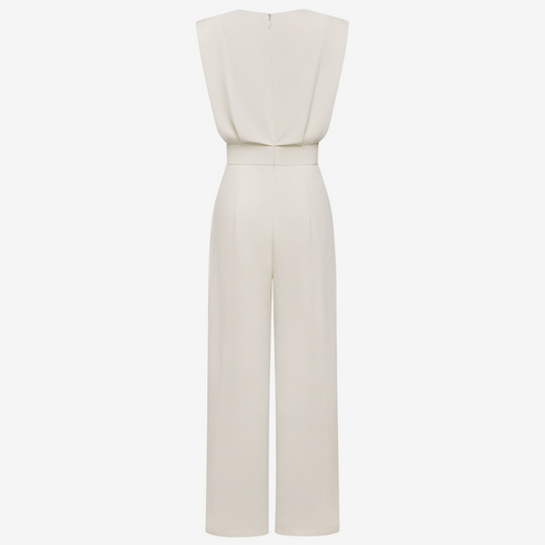 Women's High Neck Sleeveless Belted Jumpsuit – Tailored Formal Wear