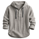 Men's Lightweight Linen Hoodie – Long Sleeve Drawstring Casual Shirt