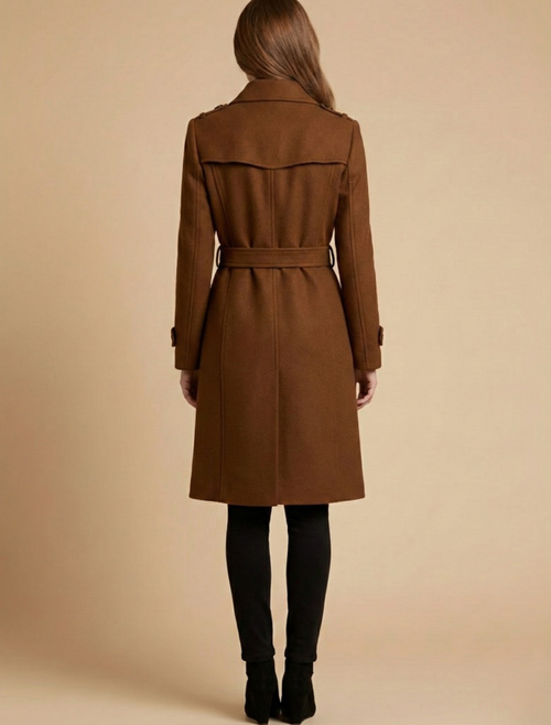 Women’s Mid-Length Long Coat with Classic Collar for Smart Winter Styling