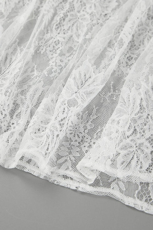 Sexy Sheer Brocade Lace White Jacquard Maxi Skirt