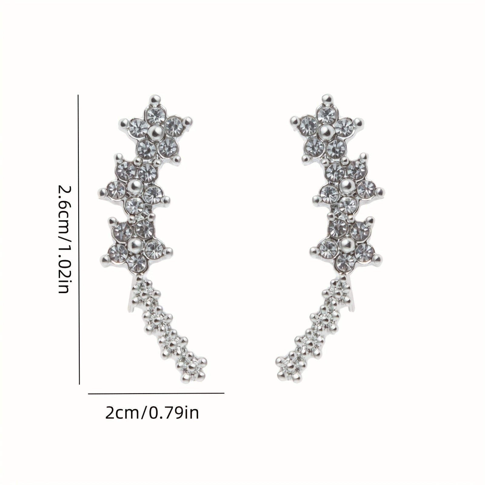 Women's Sparkly Floral And Star Ear Cuffs – Elegant Statement Jewelry
