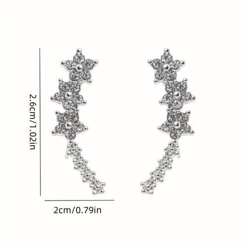 Women's Sparkly Floral And Star Ear Cuffs – Elegant Statement Jewelry