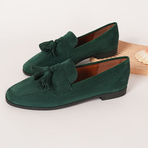 Women’s Vintage Tassel Slip-On Flats – Soft Sole Comfortable Shoes