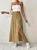 Women's High-Waisted Floral Maxi Skirt – Lightweight Side Slit