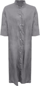 Women's Oversized Long Shirt Dress – Casual Button-Up Dress With Pockets