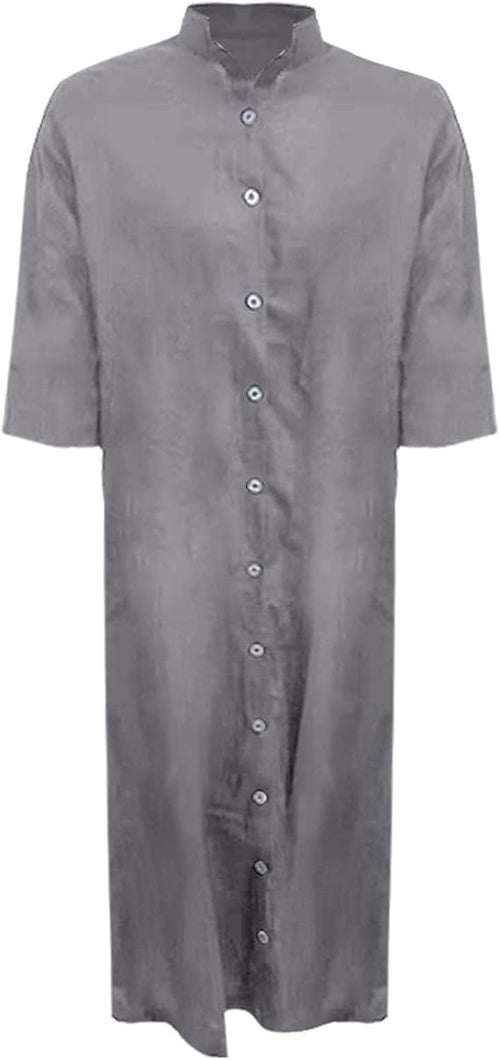 Women's Oversized Long Shirt Dress – Casual Button-Up Dress With Pockets
