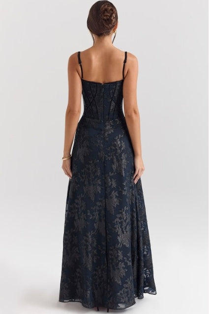 Women's Spaghetti Strap Chiffon Floral Formal Dress – Elegant Maxi Dress