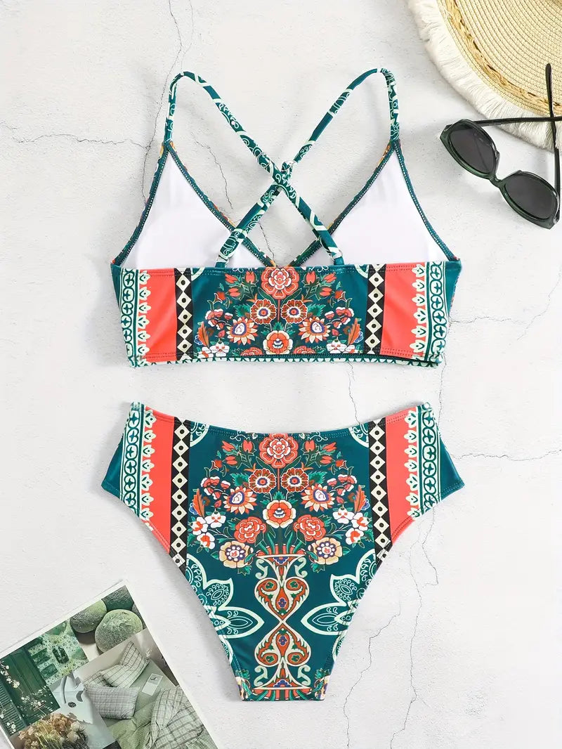 Letizia® | Bohemian Bikini Set With Crisscross Straps
