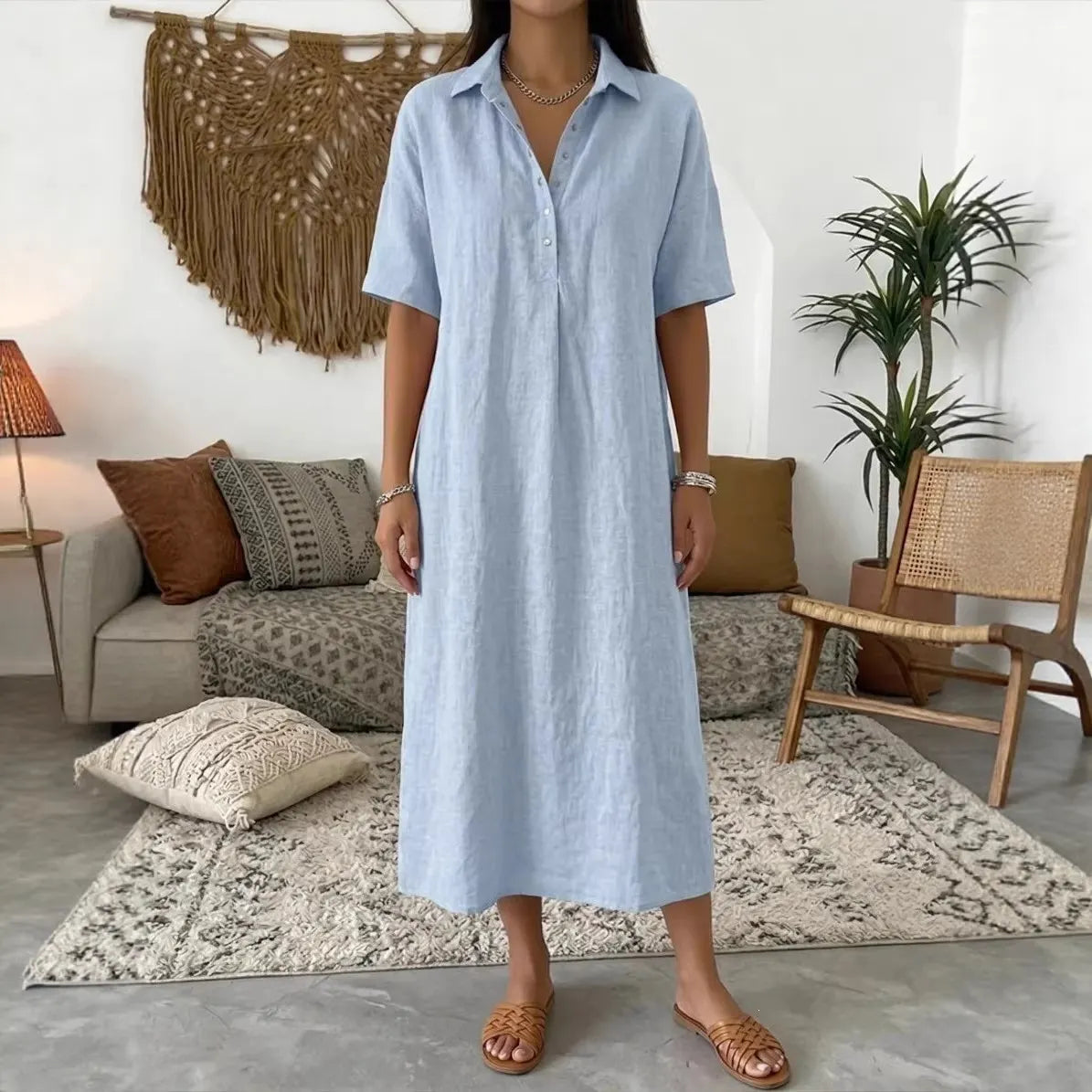 Cotton-Linen Polo Dress