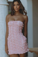 3D Floral Strapless Bodycon Party Dress