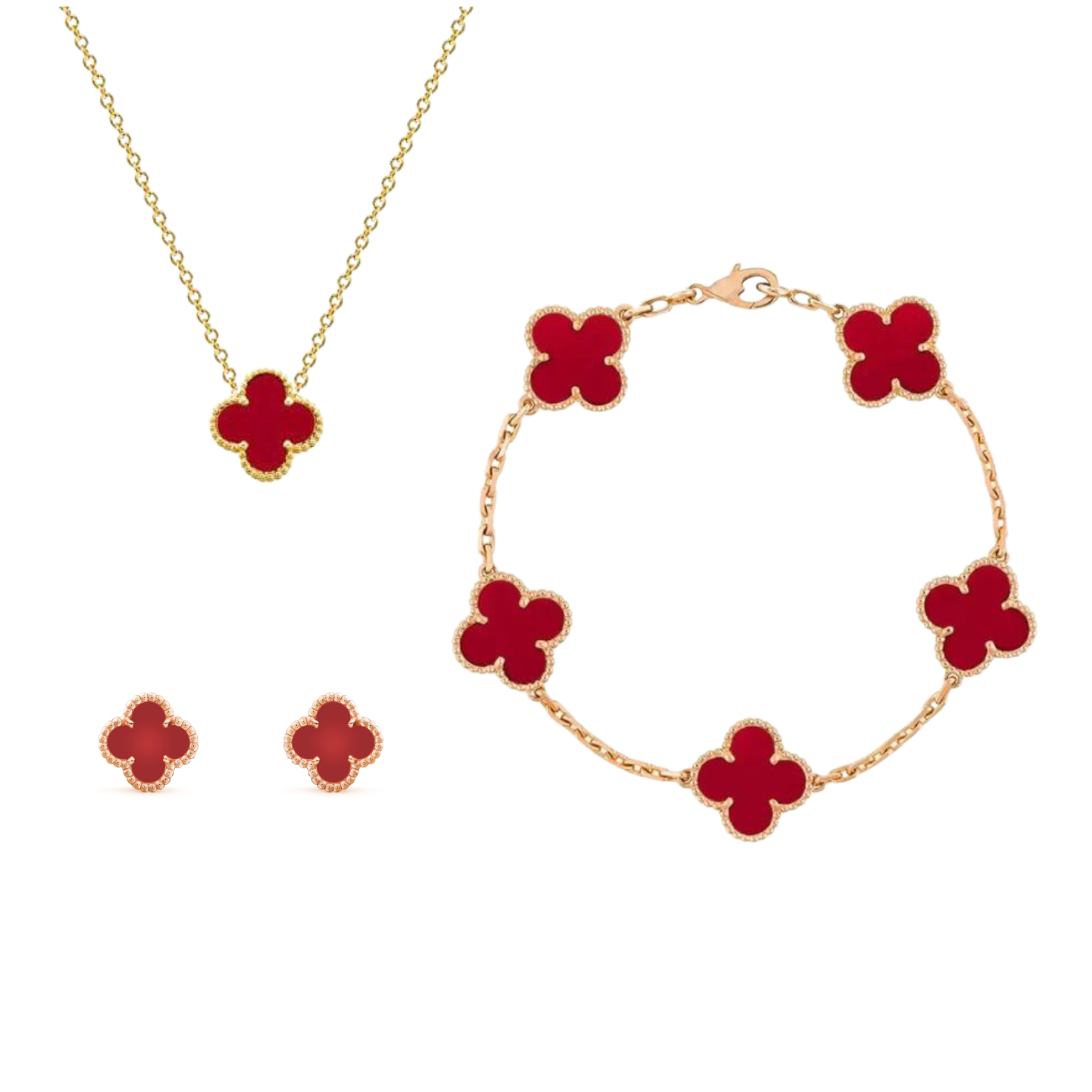 Women's Clover Style 3-In-1 Jewelry Set – Luxury Necklace Bracelet Earrings