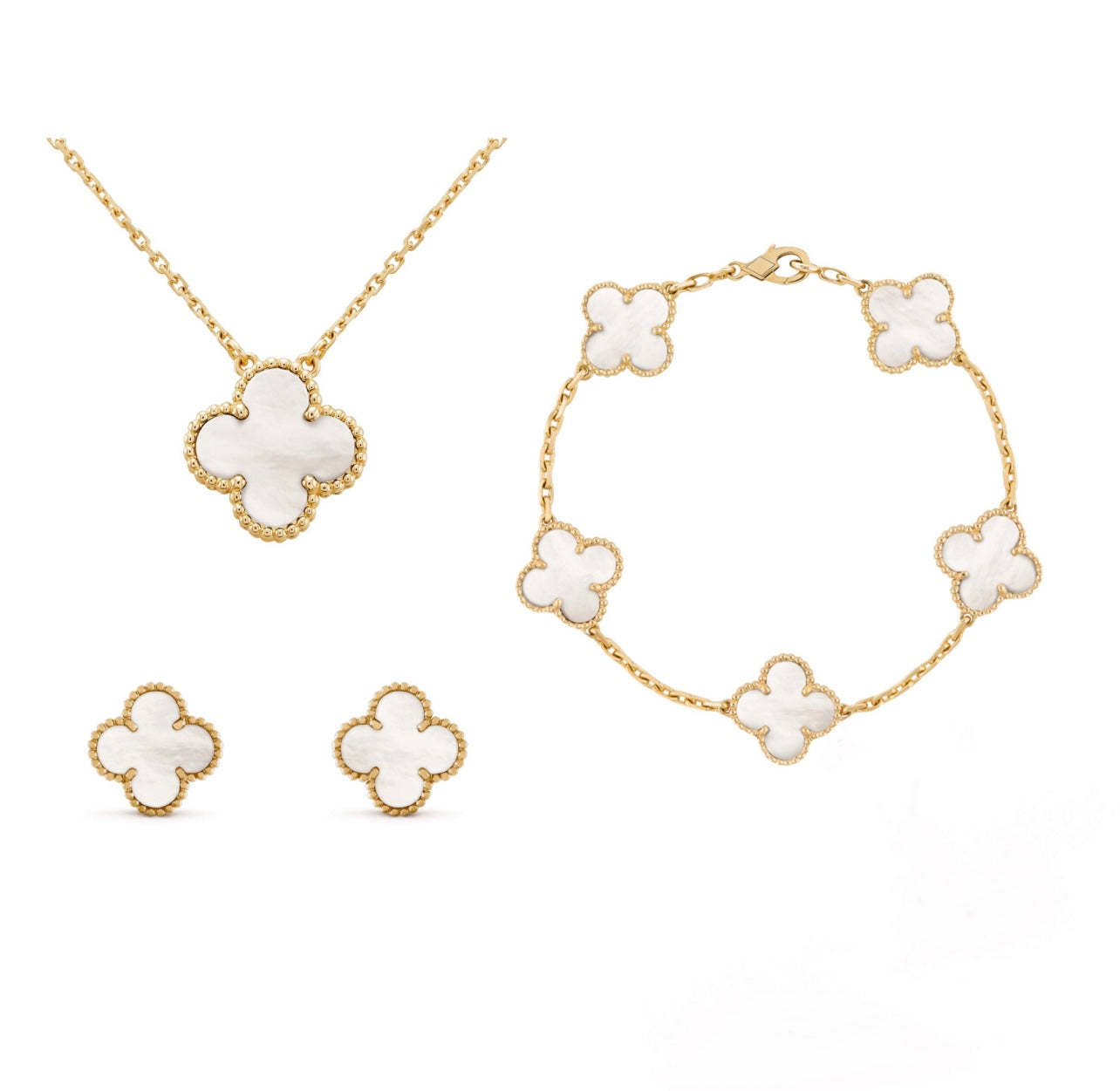 Women's Clover Style 3-In-1 Jewelry Set – Luxury Necklace Bracelet Earrings