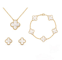 Women's Clover Style 3-In-1 Jewelry Set – Luxury Necklace Bracelet Earrings