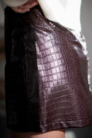 Crocodile Pattern PU Leather High Waist Mini Skirt