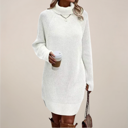 Women’s Turtleneck Sweater Dress – Knit, Long Sleeve, Knee-Skimming