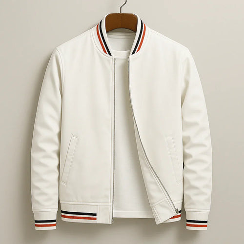 Men’s Lightweight Bomber Jacket With Ribbed Collar – Casual Zip Jacket