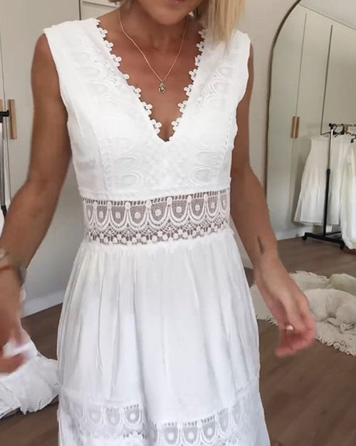 Stella™ - Comfy V-Neck Lace Tank Dress