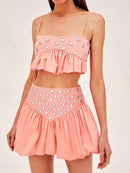 Women's Sequin Mirror Skirt Set – Sparkling Party Two Piece Outfit