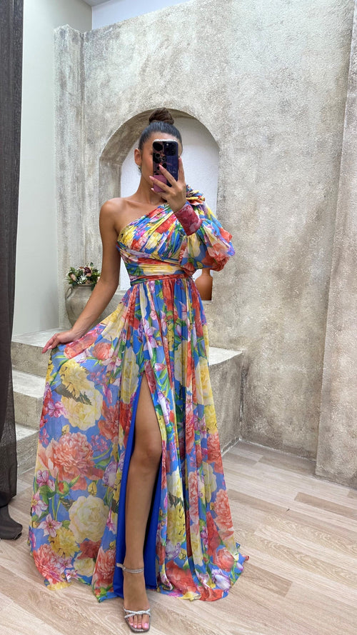Women’s Floral Off Shoulder Summer Dress - Elegant Flowy Event Gown