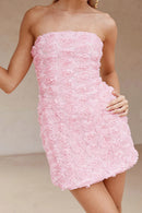 3D Floral Strapless Bodycon Birthday Dress