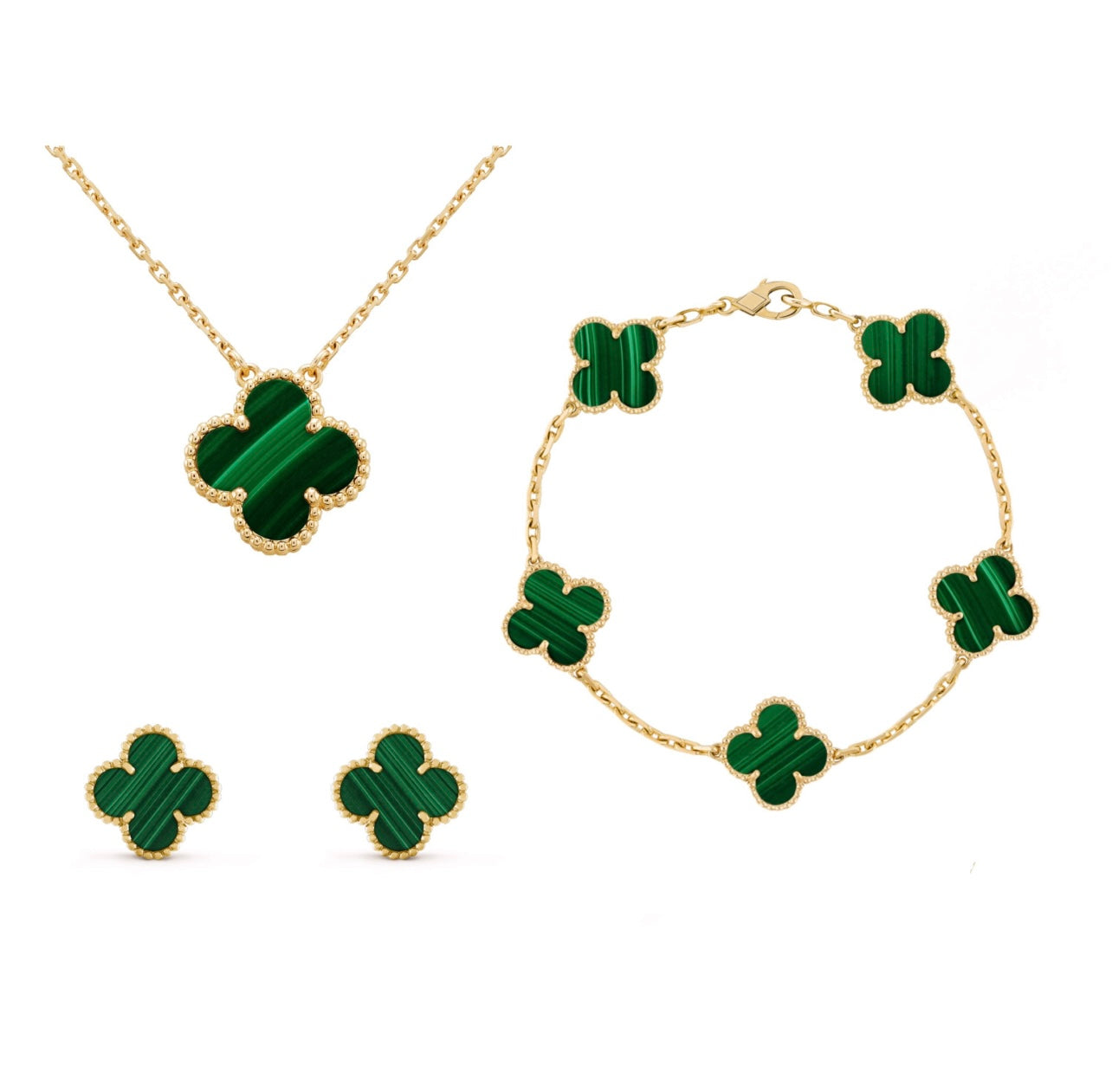 Women's Clover Style 3-In-1 Jewelry Set – Luxury Necklace Bracelet Earrings
