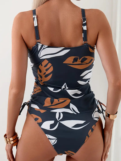 Juniper® | Leaf print tankini bikini top and bottoms
