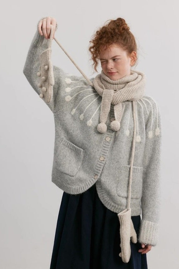 Alpaca Blend Embroidered Cardigan