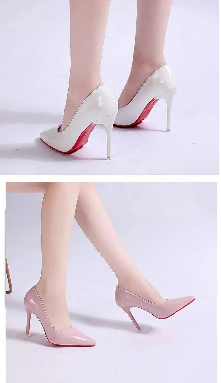 Womens Shiny Leather High Heel Stilettos – Elegant Evening Pumps