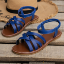 Women's Cross-Strap Flat Leather Sandals – Elegant Summer Comfort Slides